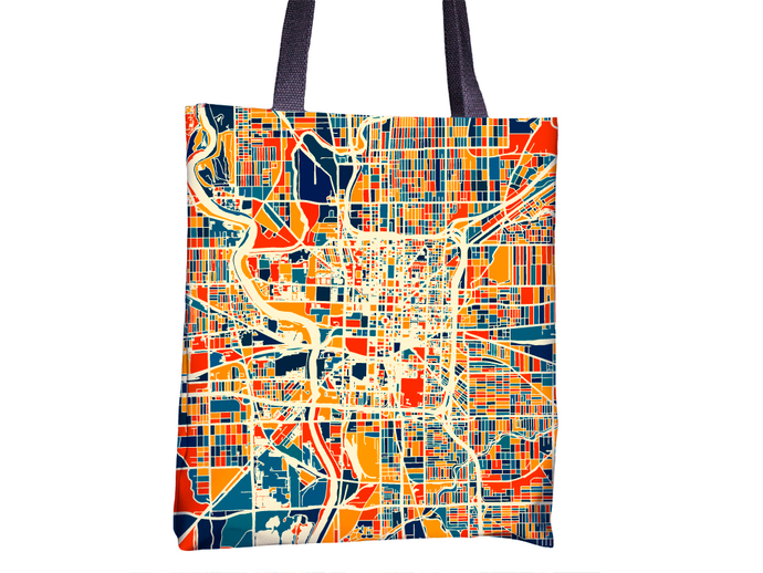 Indianapolis Map Tote Bag - Indy Map Tote Bag 15x15