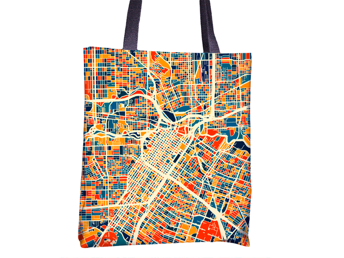 Houston Map Tote Bag - Texas Map Tote Bag 15x15