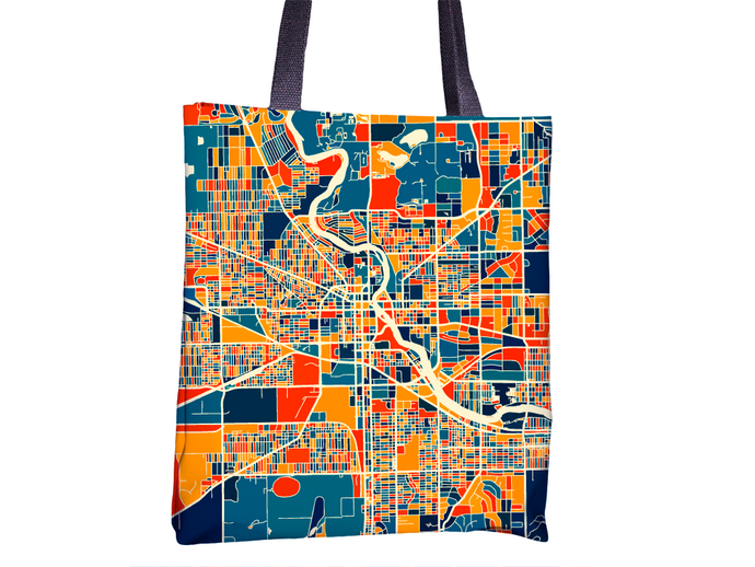 South Bend Map Tote Bag - Indiana Map Tote Bag 15x15