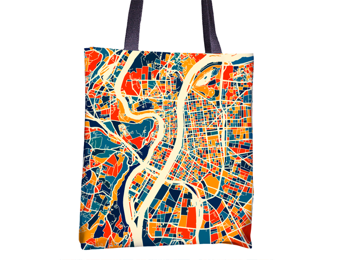 Lyon Map Tote Bag - France Map Tote Bag 15x15