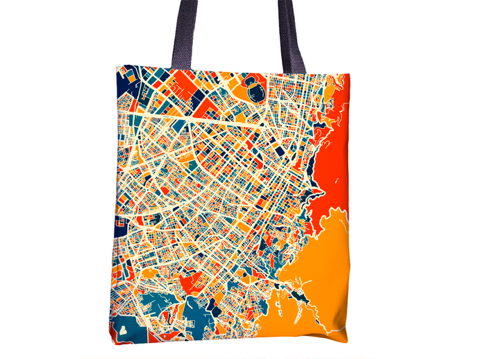 Bogota Map Tote Bag - Columbia Map Tote Bag 15x15