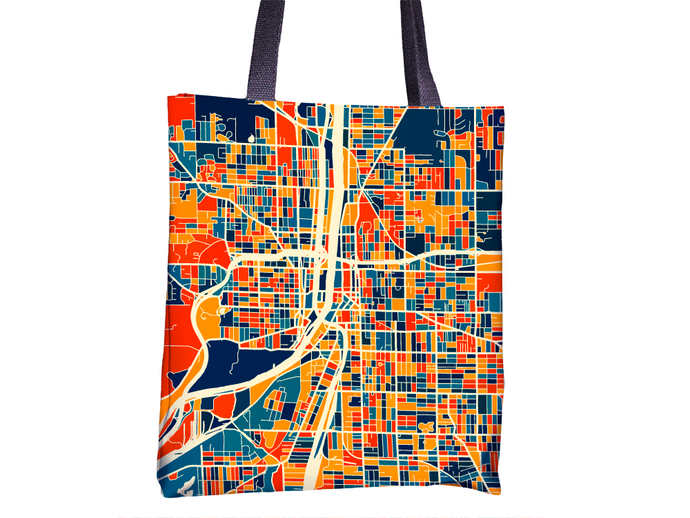 Grand Rapids Map Tote Bag - Michigan Map Tote Bag 15x15
