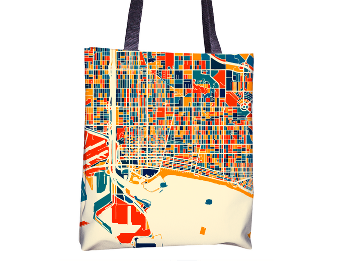 Long Beach Map Tote Bag - California Map Tote Bag 15x15