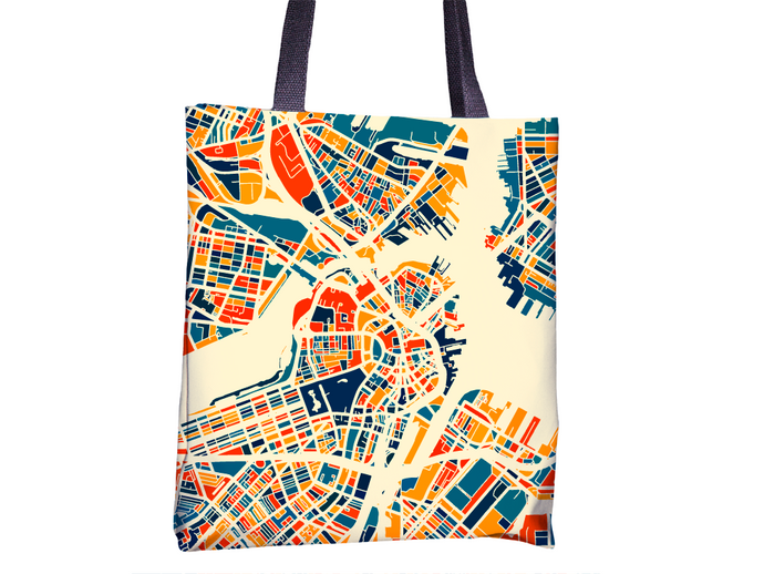 Boston Map Tote Bag - Massachusetts Map Tote Bag 15x15