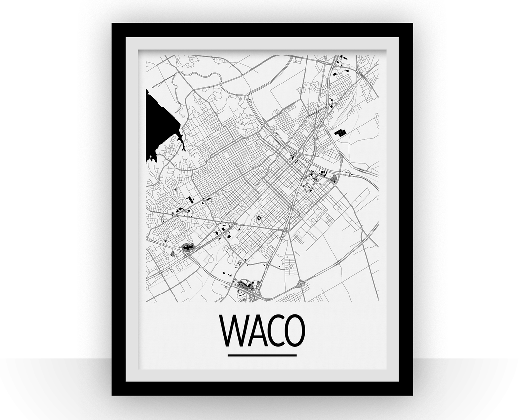 Affiche cartographique de Waco - Style Art Déco