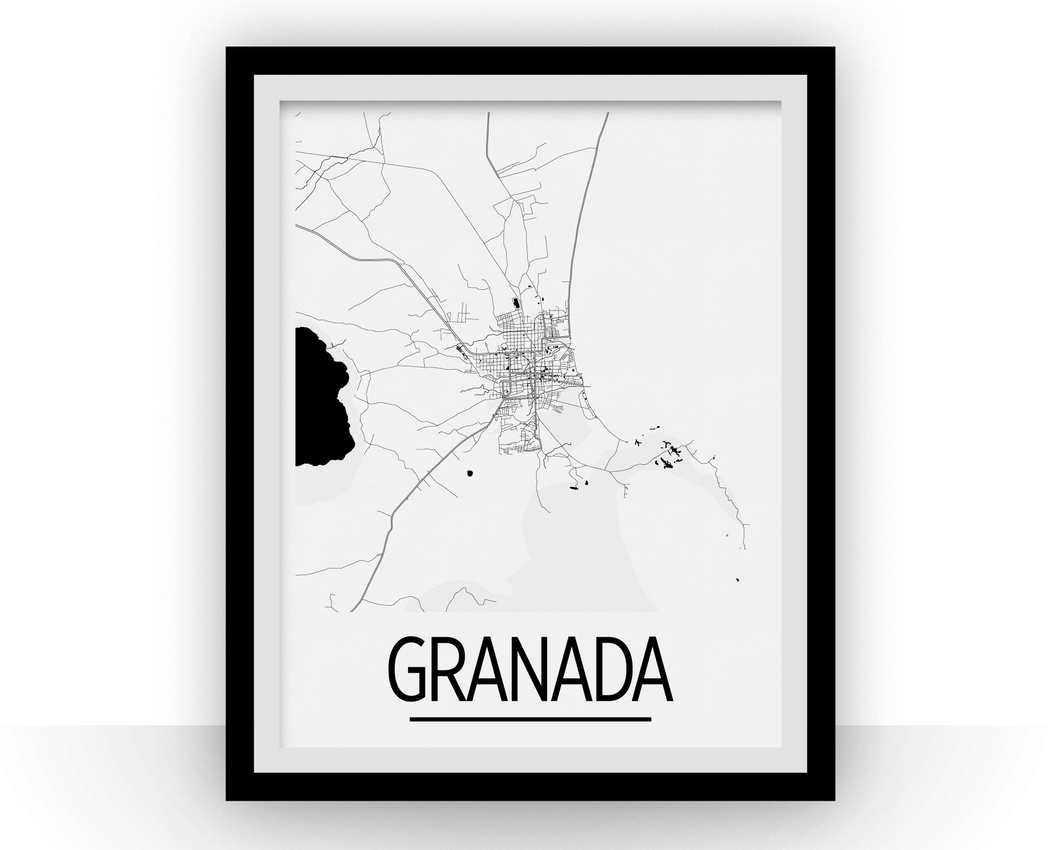 Granada Map Poster - Spain Map Print - Art Deco Series