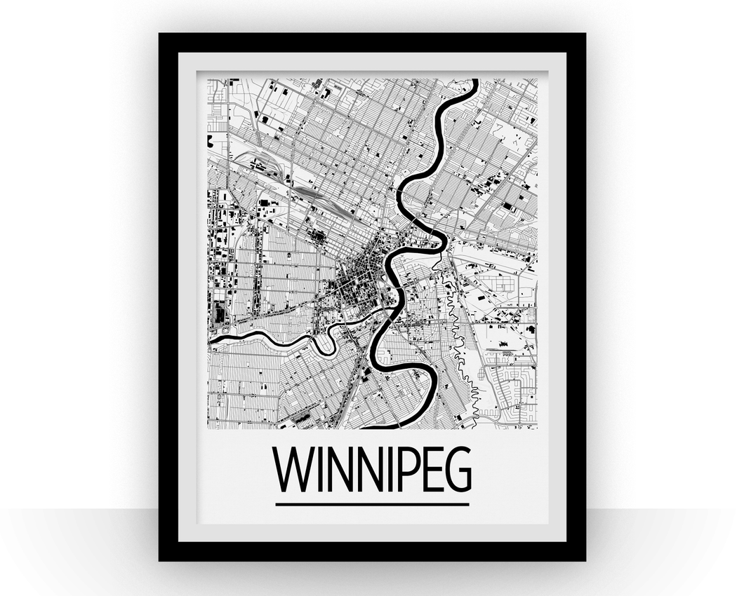 Affiche cartographique de Winnipeg - Style Art Déco