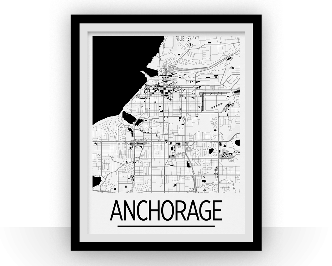 Anchorage Map Poster - usa Map Print - Art Deco Series