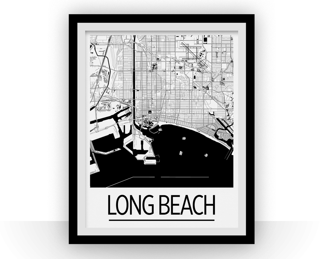 Long Beach Map Poster - usa Map Print - Art Deco Series