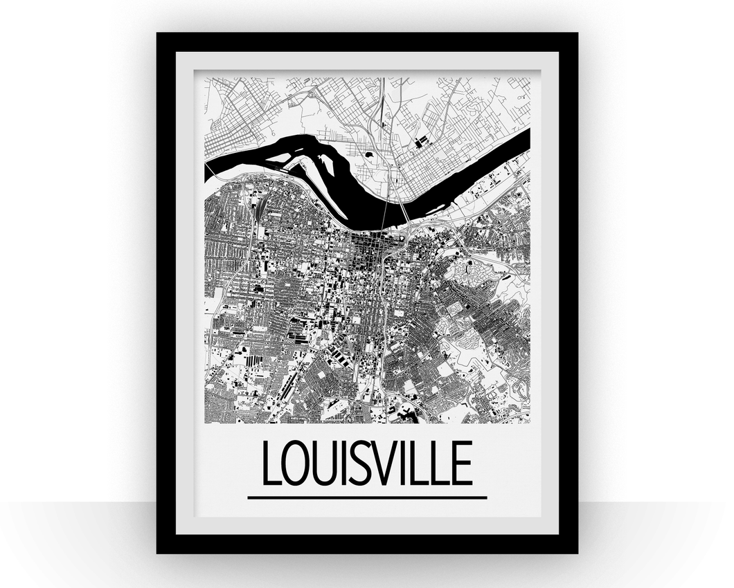 Louisville Map Poster - Kentucky Map Print - Art Deco Series