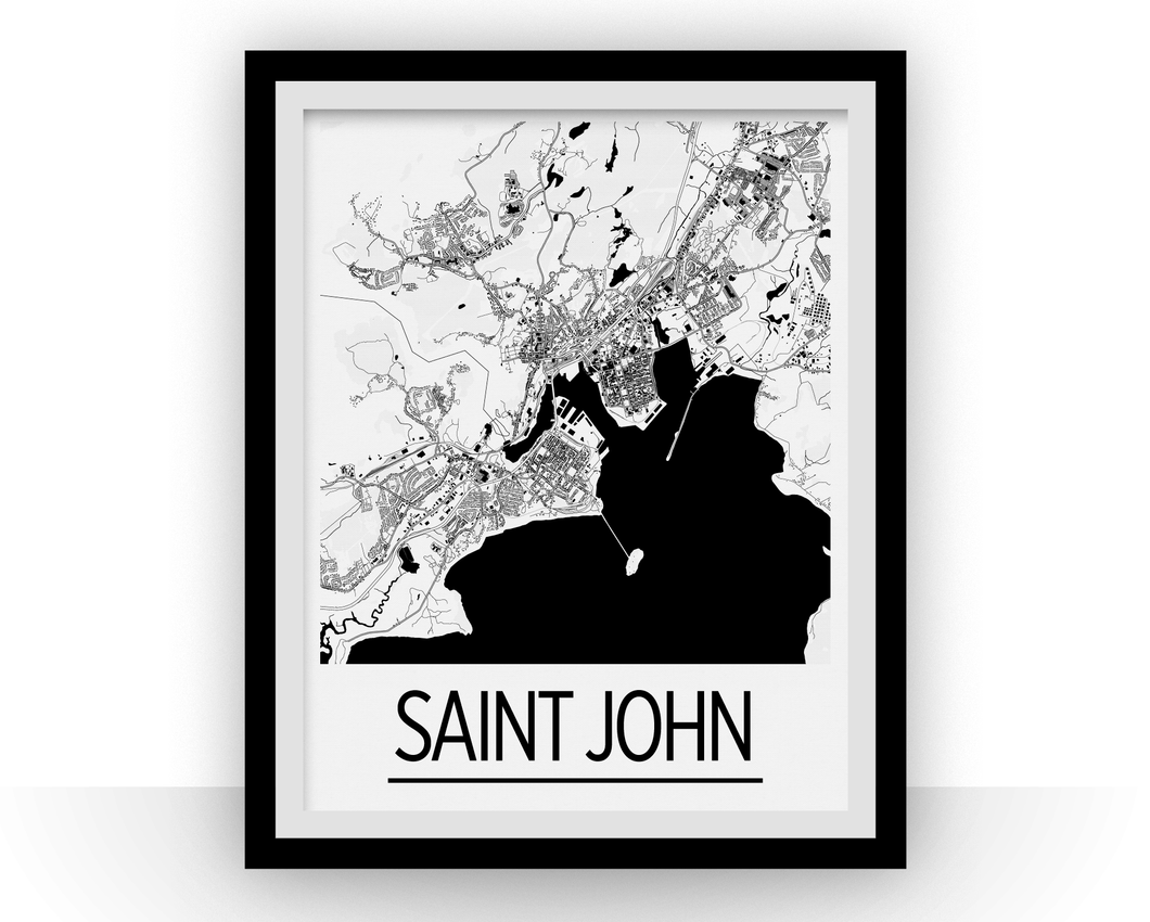 Affiche cartographique de Saint John NB - Style Art Déco