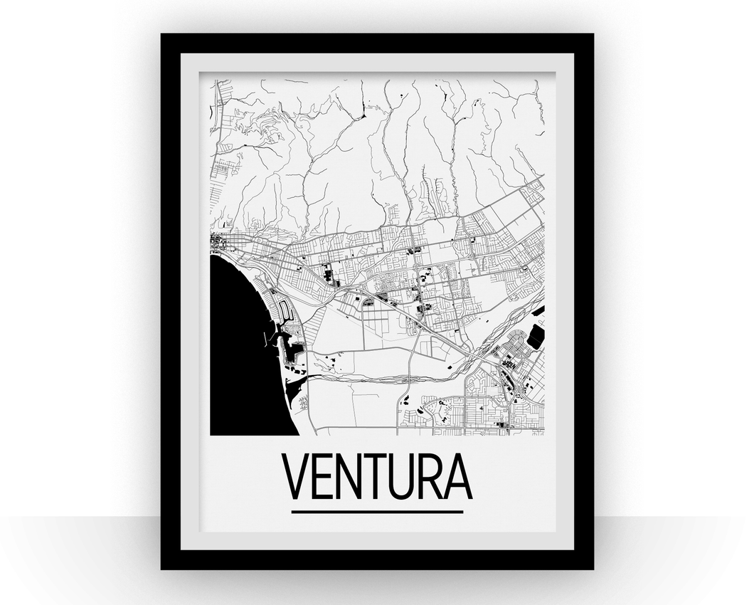 Affiche cartographique de Ventura - Style Art Déco