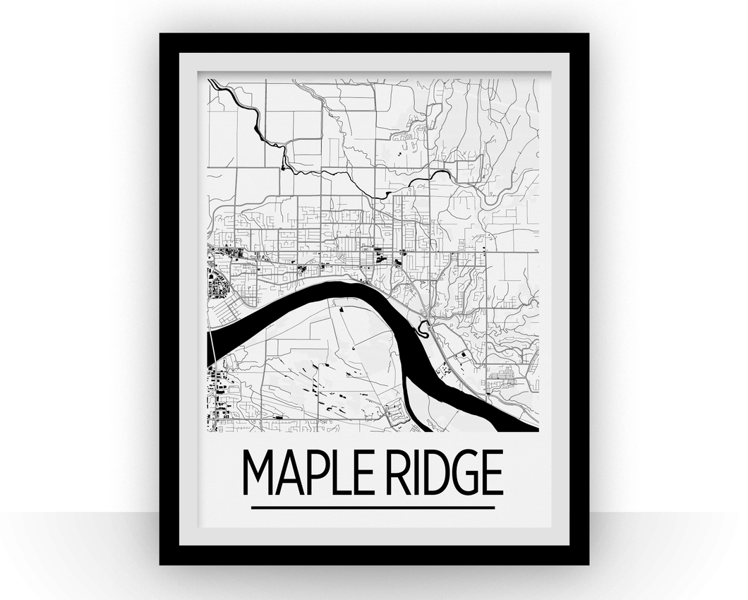 Maple Ridge British Columbia Map Poster - British Columbia Map Print - Art Deco Series