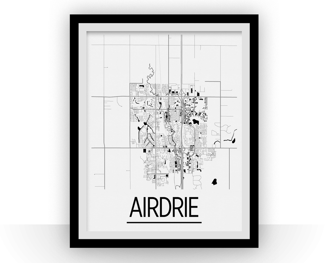 Affiche cartographique de Airdrie Alberta - Style Art Déco