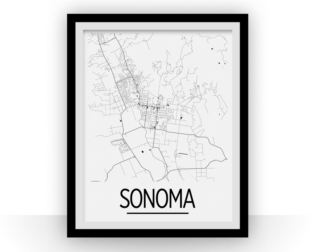 Affiche cartographique de Sonoma - Style Art Déco