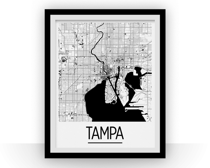 Tampa Map Poster - usa Map Print - Art Deco Series