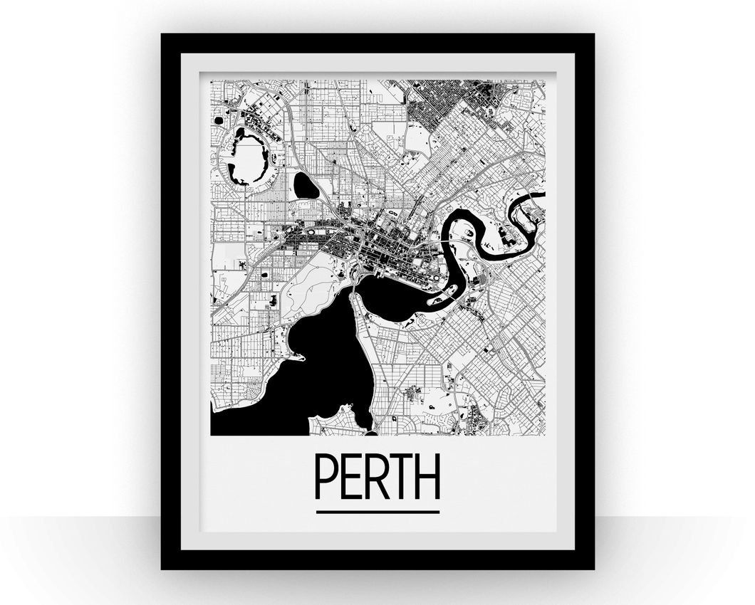 Affiche cartographique de Perth - Style Art Déco