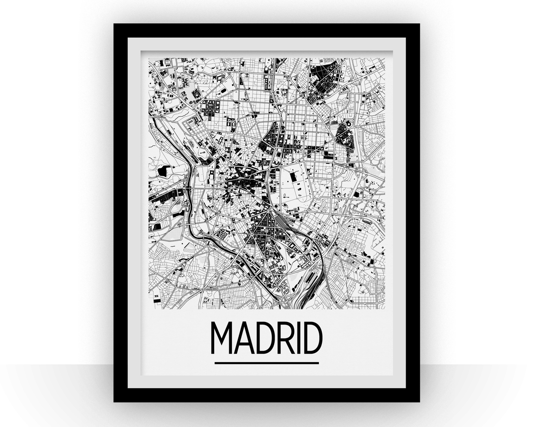 Madrid Map Poster - spain Map Print - Art Deco Series