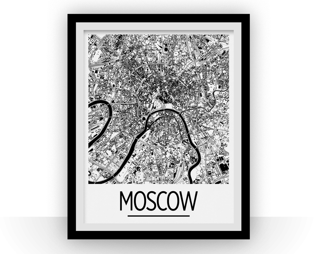 Moscow Map Poster - russia Map Print - Art Deco Series