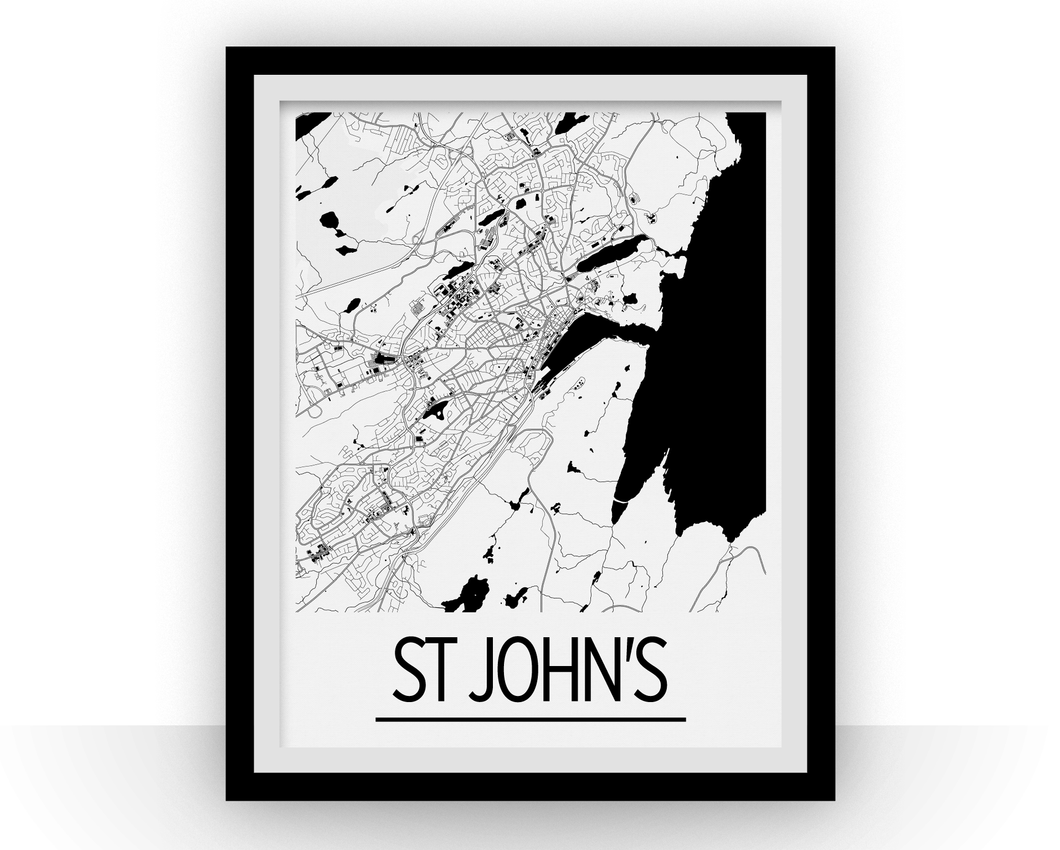 Affiche cartographique de St Johns - Style Art Déco