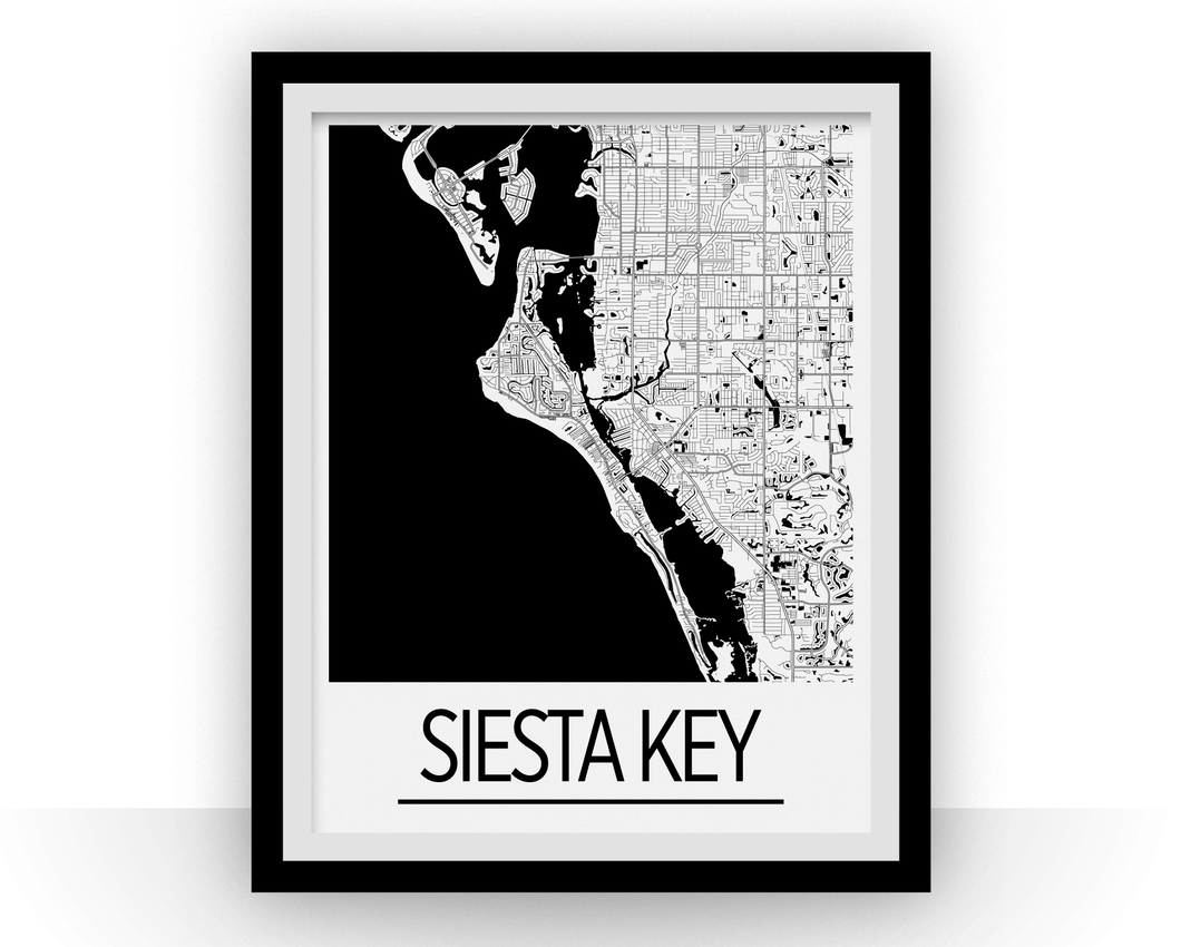 Affiche cartographique de Siesta Key - Style Art Déco