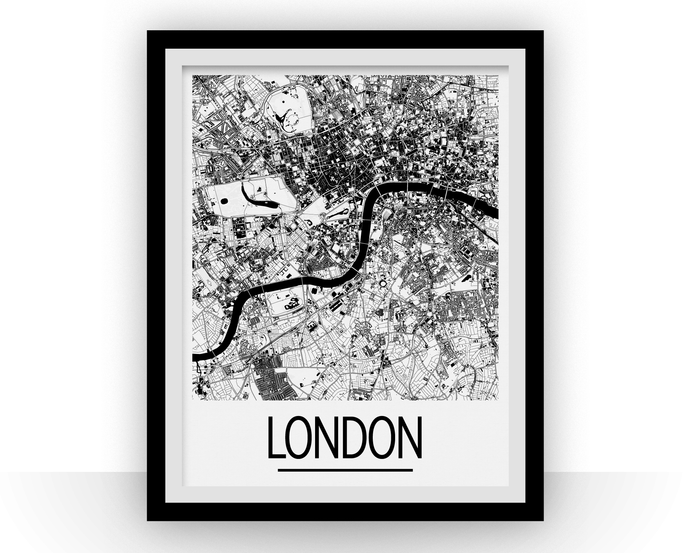 London Map Poster - uk Map Print - Art Deco Series