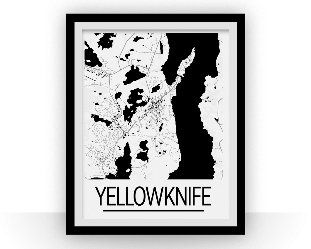 Affiche cartographique de Yellowknife - Style Art Déco