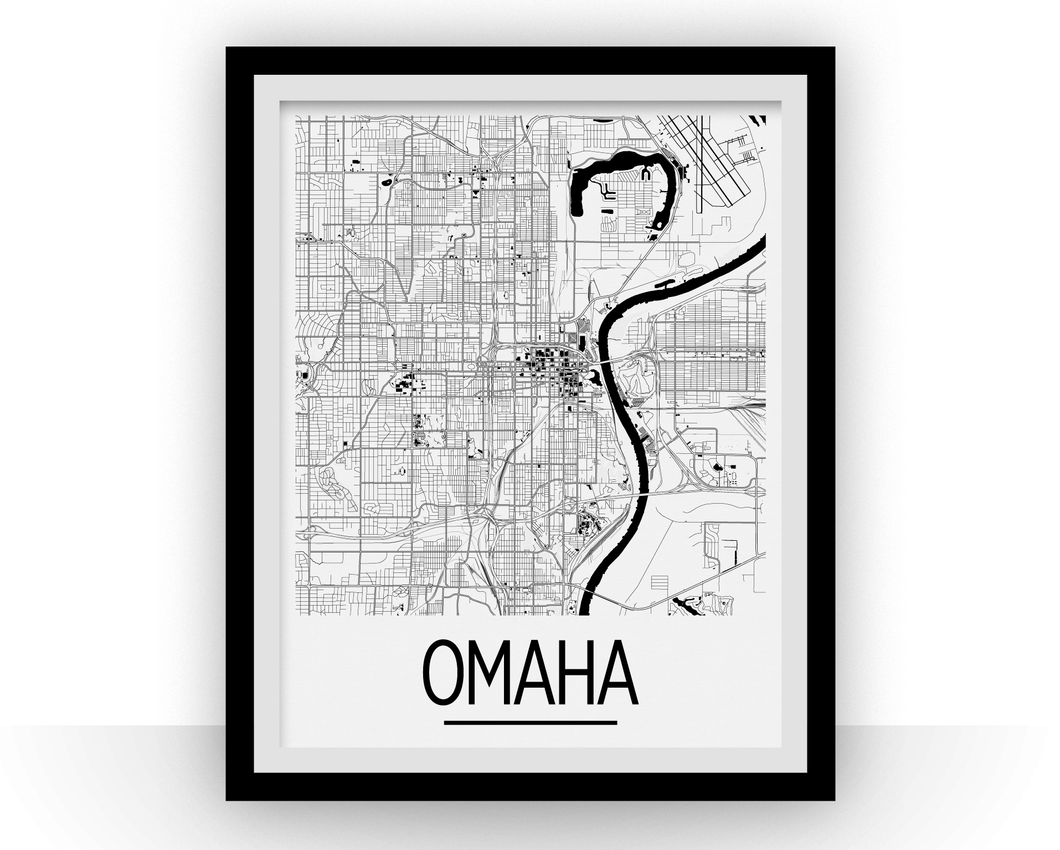 Omaha Map Poster - usa Map Print - Art Deco Series