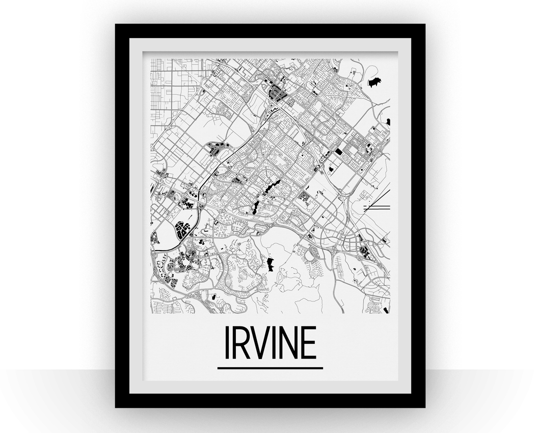 Irvine Map Poster - usa Map Print - Art Deco Series