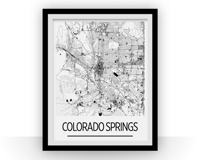 Colorado Springs Map Poster - usa Map Print - Art Deco Series