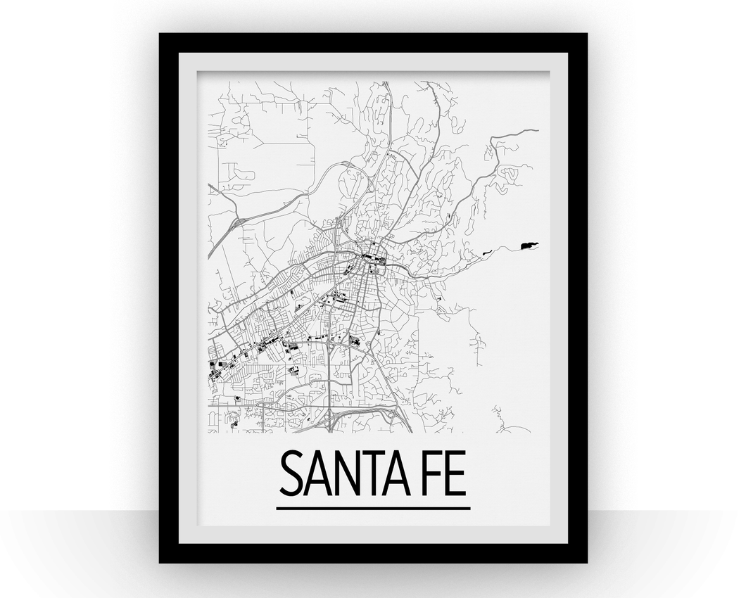 Santa Fe Map Poster - usa Map Print - Art Deco Series