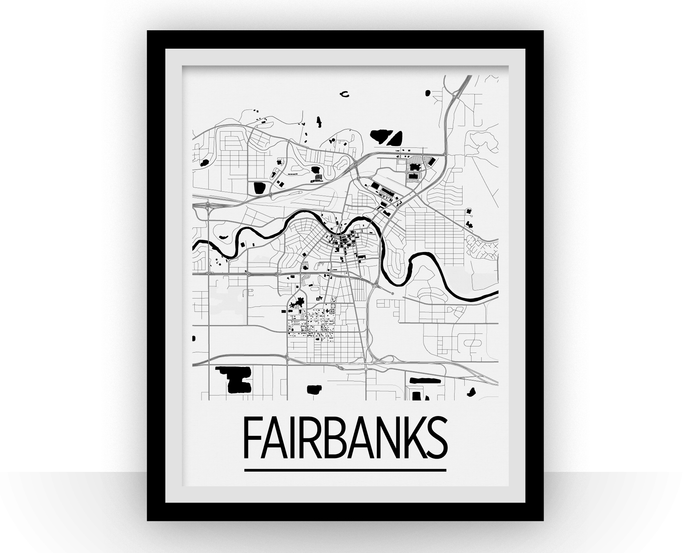 Fairbanks Map Poster - usa Map Print - Art Deco Series