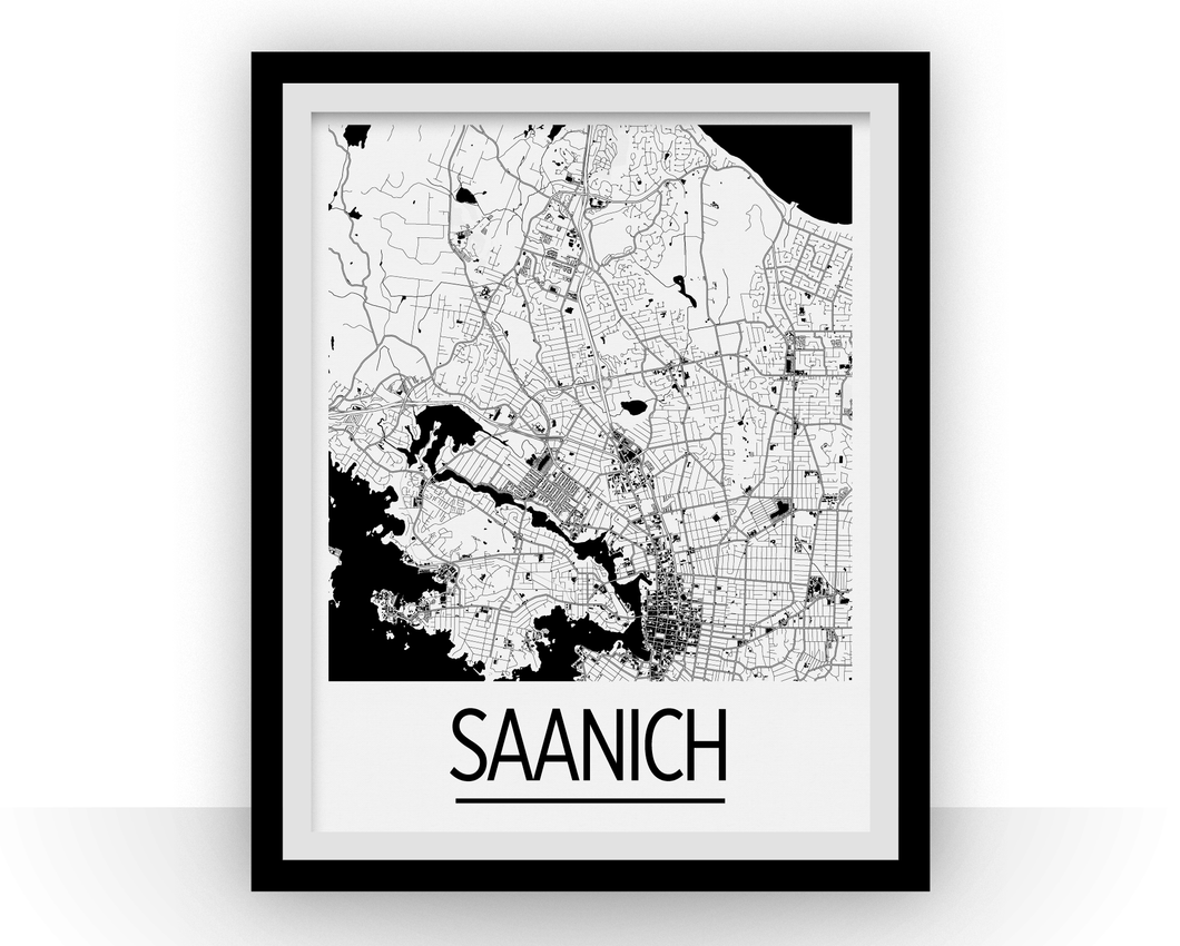 Affiche cartographique de Saanich British Columbia - Style Art Déco