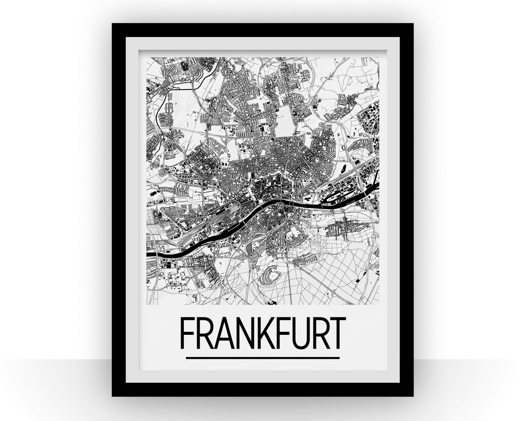 Frankfurt Map Poster - germany Map Print - Art Deco Series