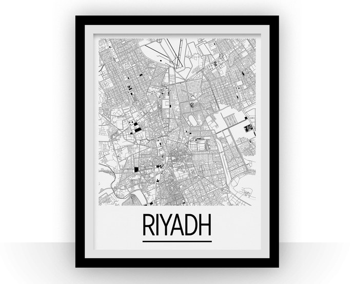 Riyadh Map Poster - saudi arabia Map Print - Art Deco Series