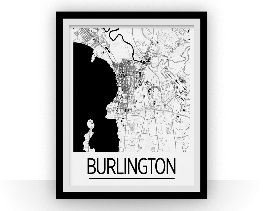 Burlington Map Poster - Vermont Map Print - Art Deco Series