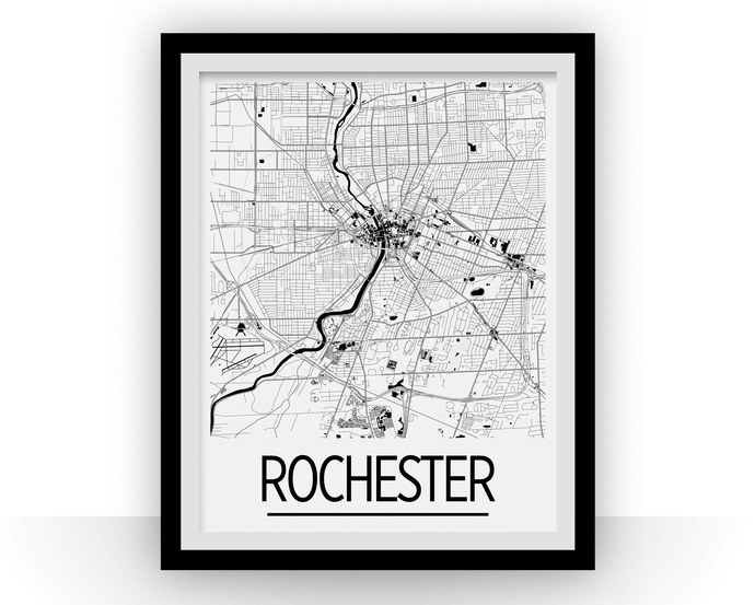 Rochester Map Poster - usa Map Print - Art Deco Series