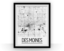 Load image into Gallery viewer, Des Moines Map Poster - Iowa Map Print - Art Deco Series
