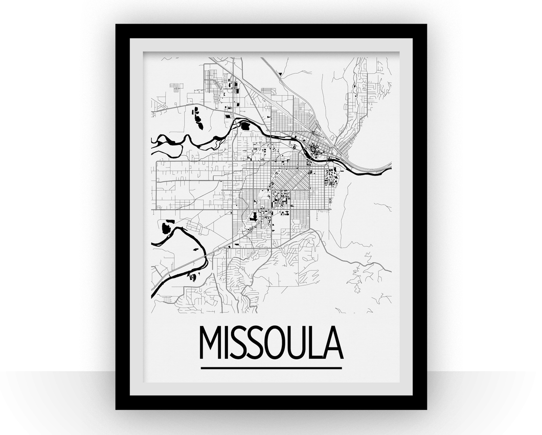 Affiche cartographique de Missoula - Style Art Déco