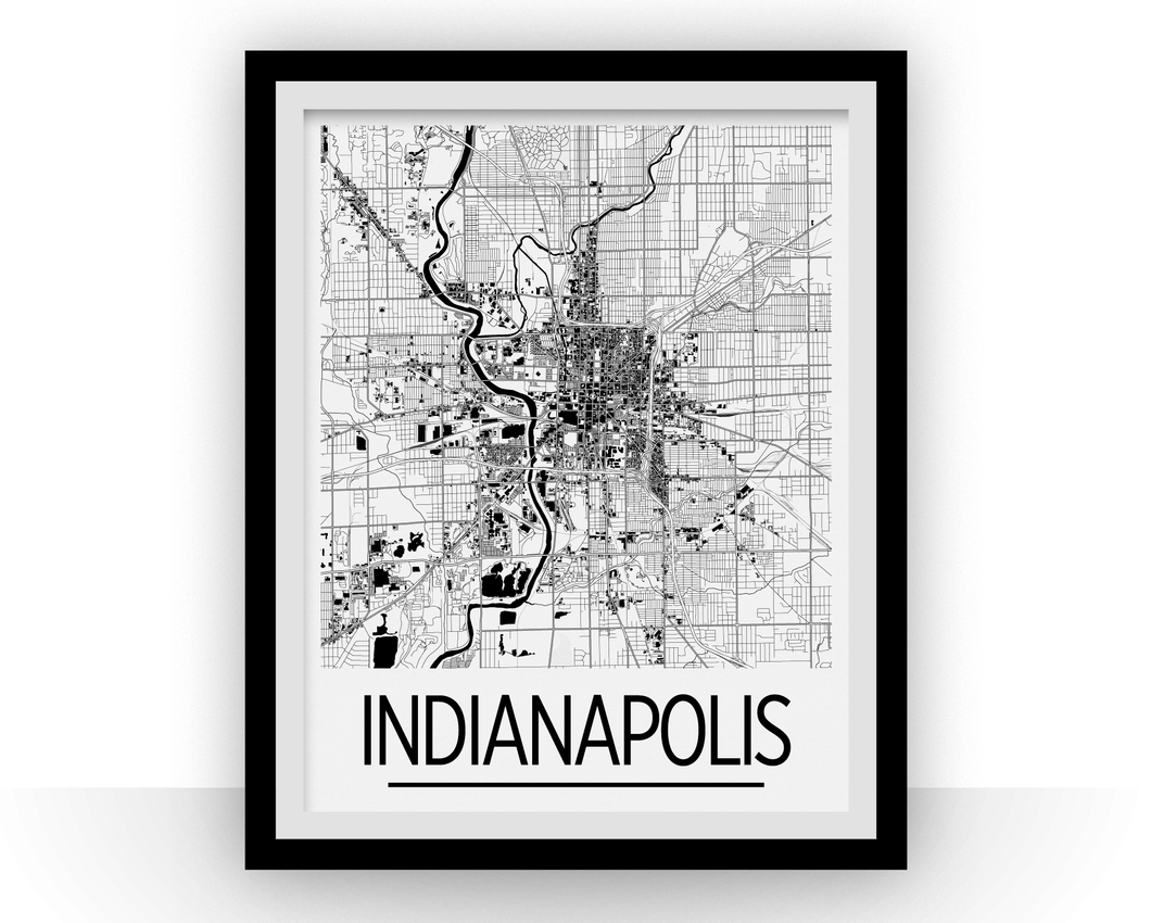 Indianapolis Map Poster - usa Map Print - Art Deco Series