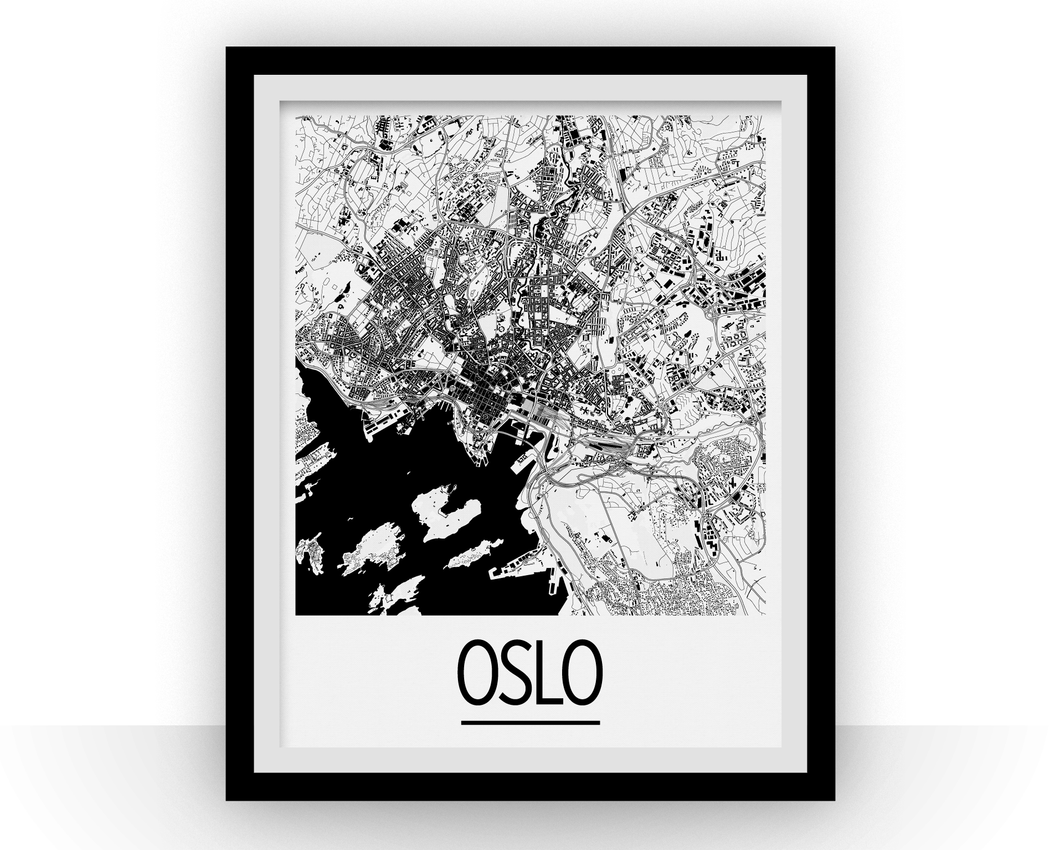 Oslo Map Poster - norway Map Print - Art Deco Series