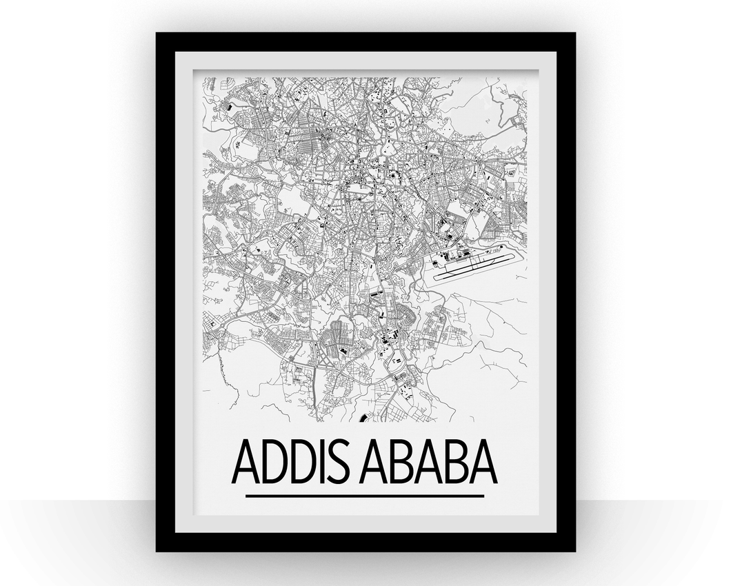 Affiche cartographique de Addis Ababa - Style Art Déco