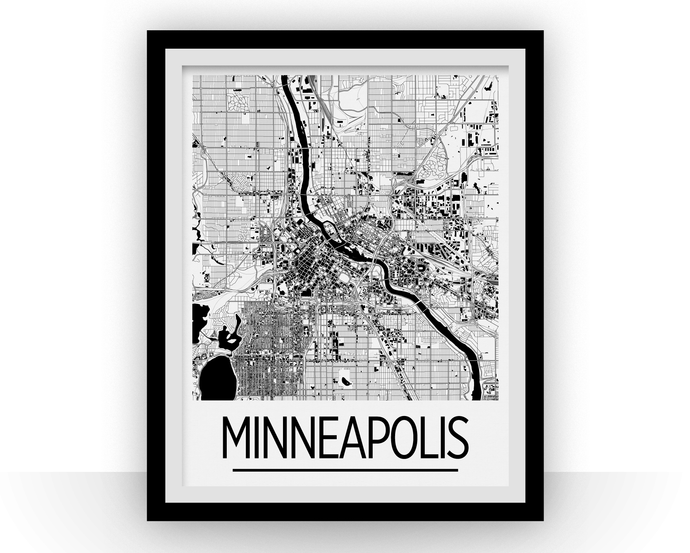 Minneapolis Map Poster - usa Map Print - Art Deco Series