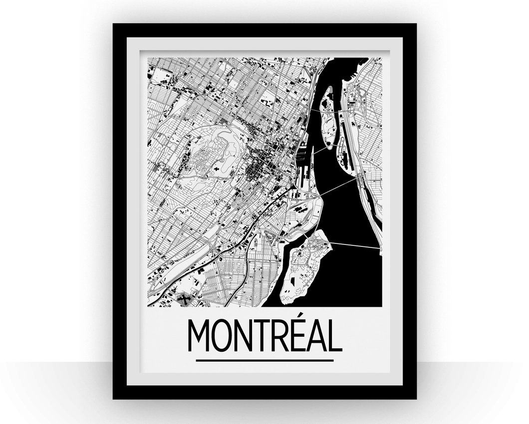 Montreal Map Poster - canada Map Print - Art Deco Series