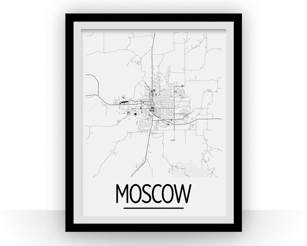 Affiche cartographique de Moscow ID - Style Art Déco