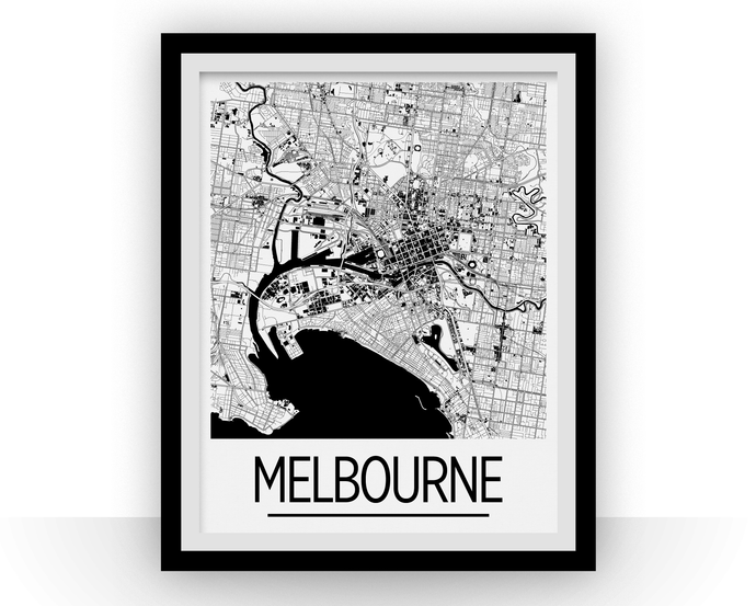 Melbourne Map Poster - australia Map Print - Art Deco Series