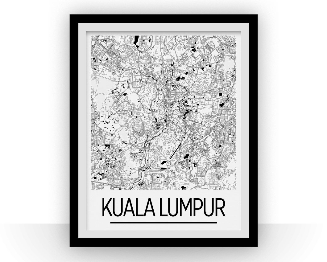 Kuala Lumpur Map Poster - malaysia Map Print - Art Deco Series