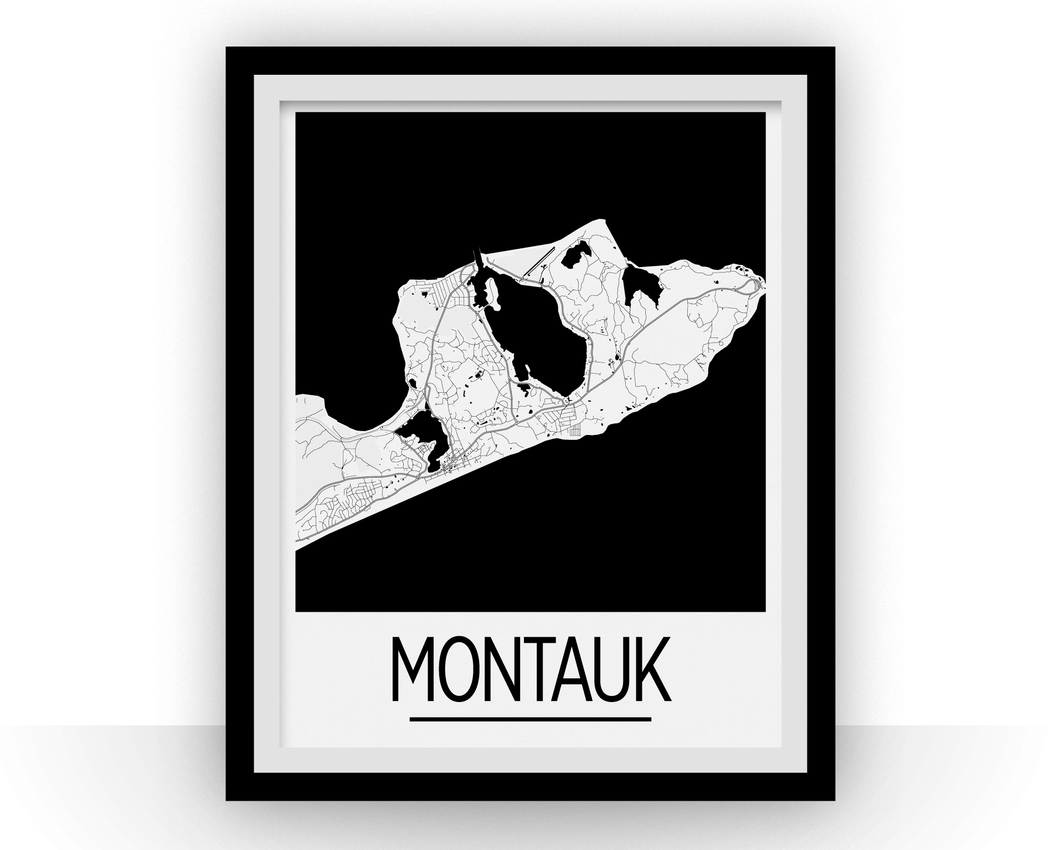 Affiche cartographique de Montauk - Style Art Déco