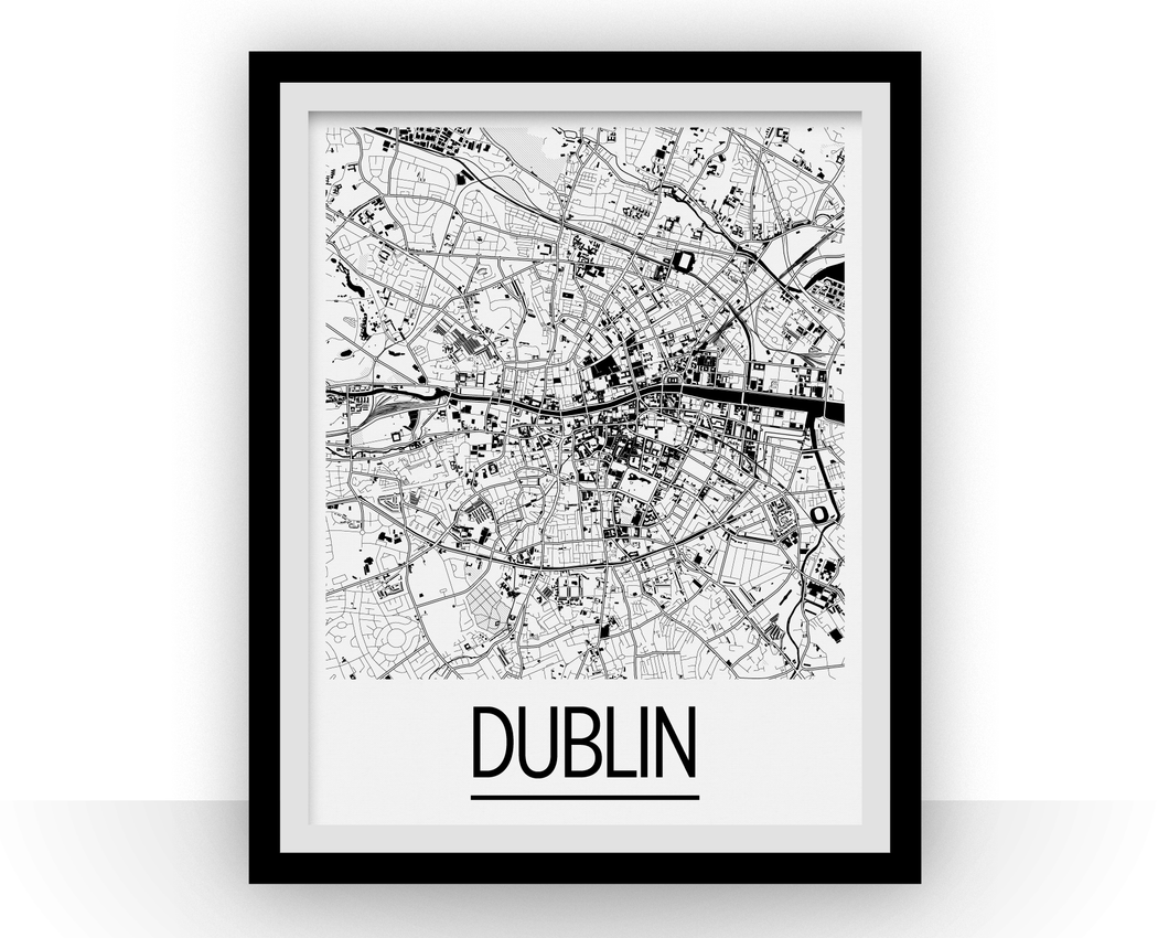 Dublin Map Poster - ireland Map Print - Art Deco Series