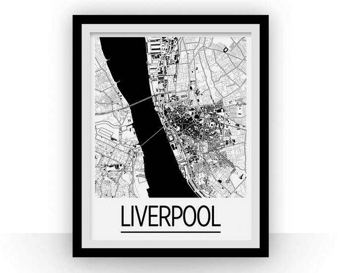 Liverpool Map Poster - uk Map Print - Art Deco Series